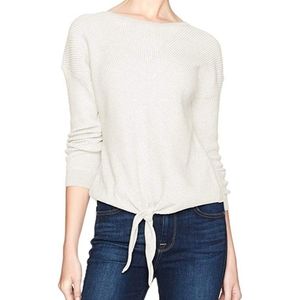 Lucky Brand Ribbed Tie Front Sweater in Snow White